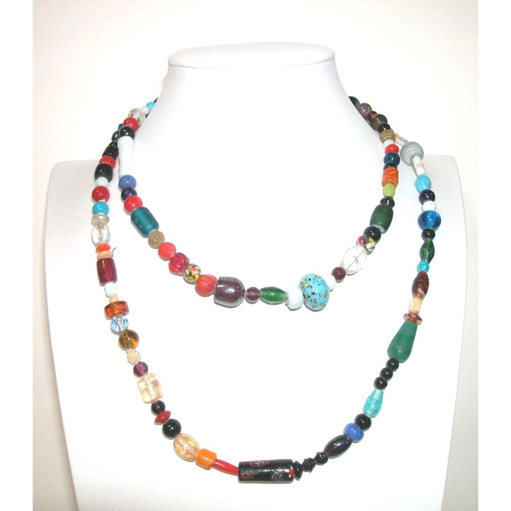 Colorful Multi-Stone Beaded Necklace With Mixed Gemstones & Glass Beads